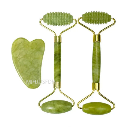 Natural Jade Roller & Gua Sha Massager – Face, Neck & Body Stone Massage Tool