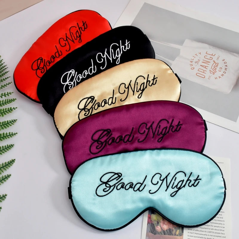 Embroidered Silk Sleep Mask – Soft Blackout Eye Mask with Adjustable Strap for Sleep & Travel