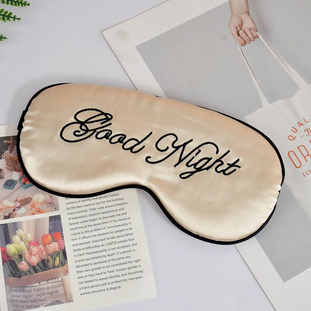 Embroidered Silk Sleep Mask – Soft Blackout Eye Mask with Adjustable Strap for Sleep & Travel