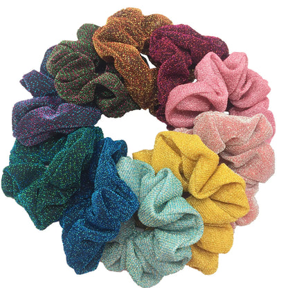 Sparkly Sequin Scrunchies for Women & Girls – 10-Pack Hair Ties