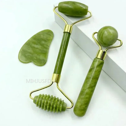 Natural Jade Roller & Gua Sha Massager – Face, Neck & Body Stone Massage Tool