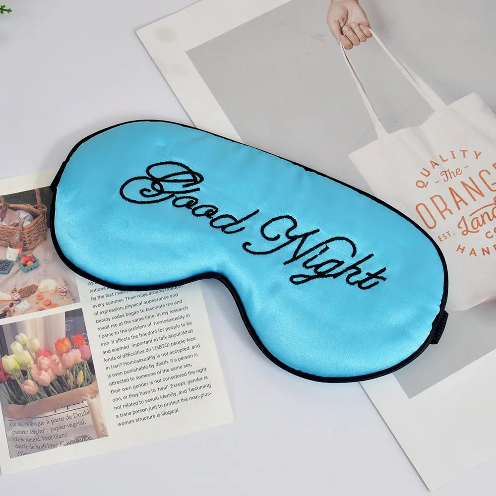 Embroidered Silk Sleep Mask – Soft Blackout Eye Mask with Adjustable Strap for Sleep & Travel