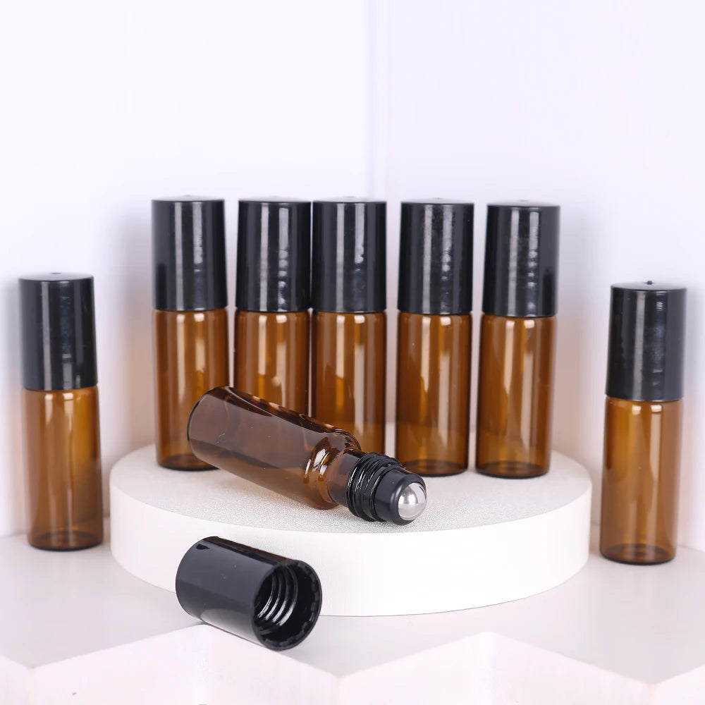 8-Piece Glass Roller Perfume & Essential Oil Bottles | 5ml & 10ml Refillable Set