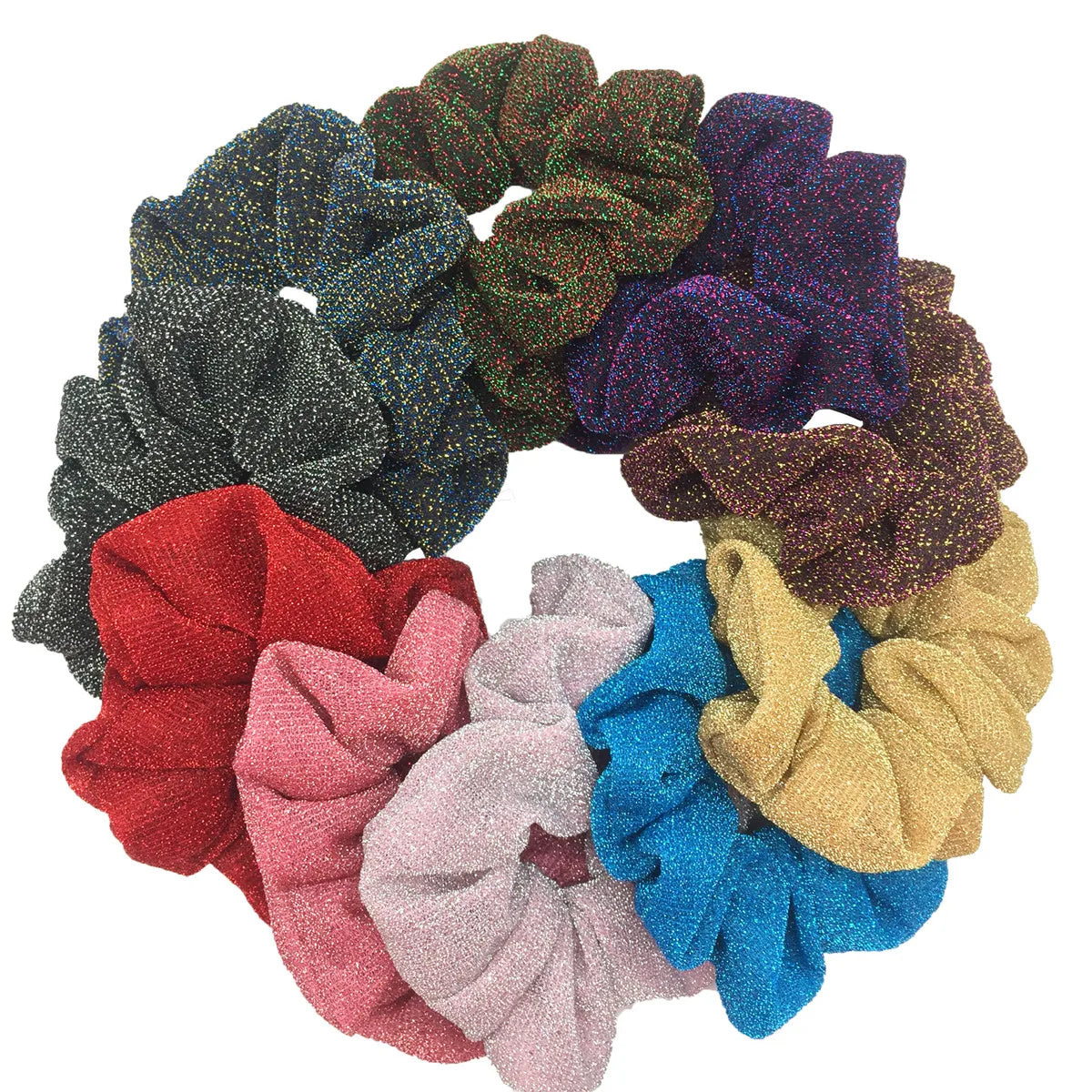 Sparkly Sequin Scrunchies for Women & Girls – 10-Pack Hair Ties