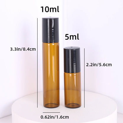 8-Piece Glass Roller Perfume & Essential Oil Bottles | 5ml & 10ml Refillable Set