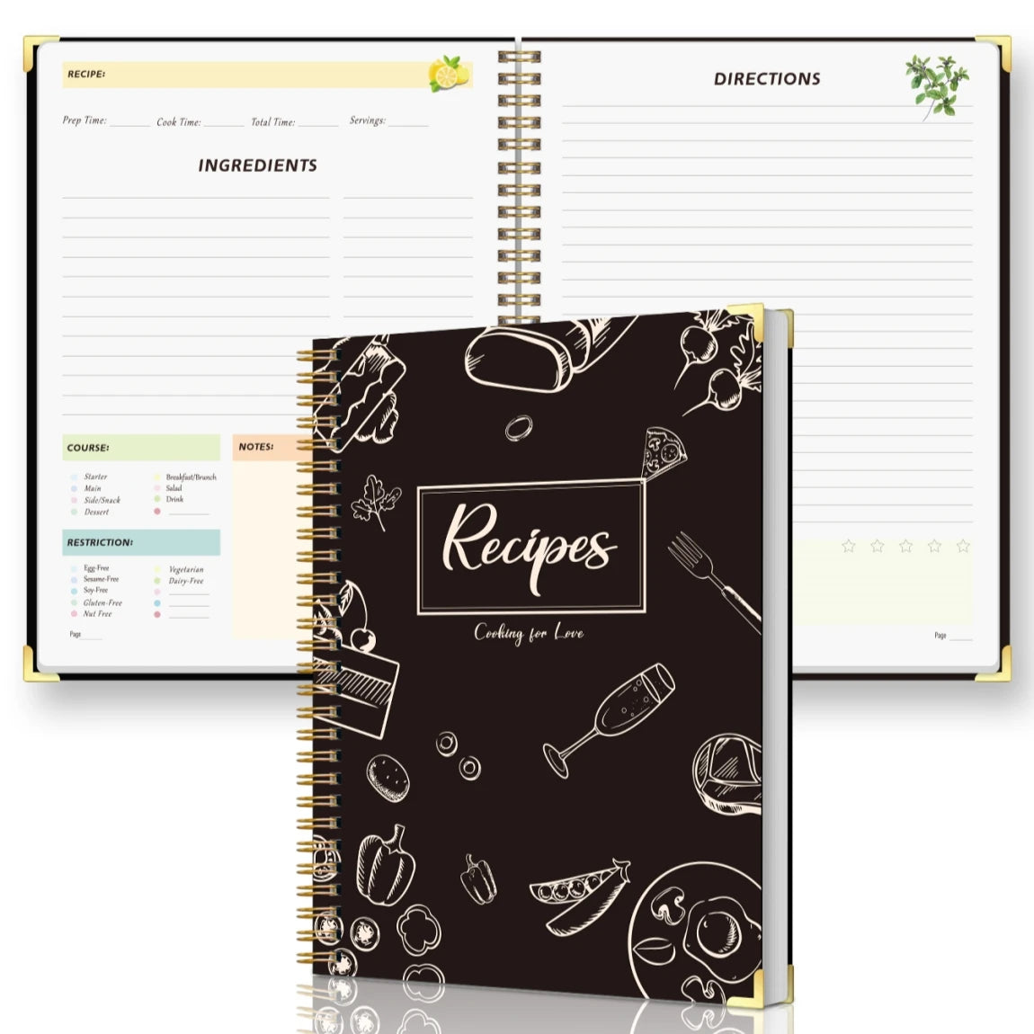 Hardcover Recipe Book | Holds Up to 80 Recipes | Personal & Family Keepsake
