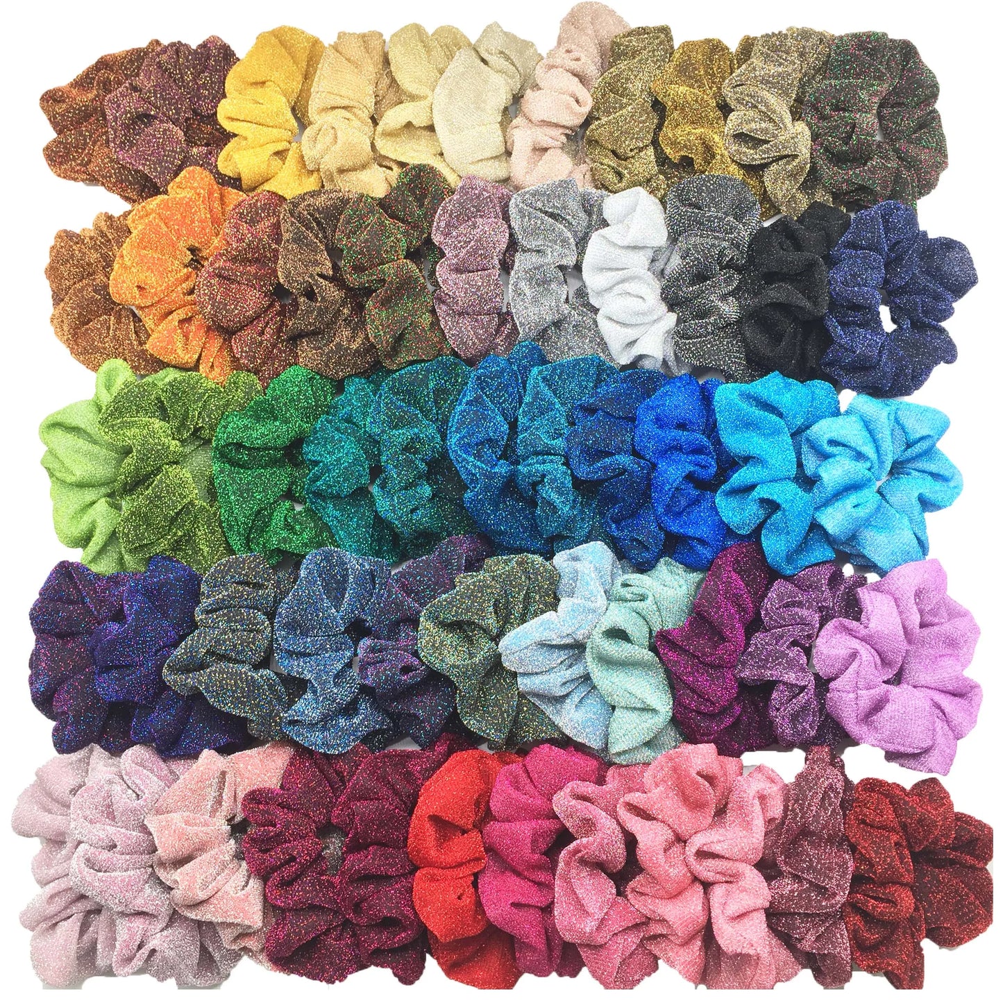 Sparkly Sequin Scrunchies for Women & Girls – 10-Pack Hair Ties
