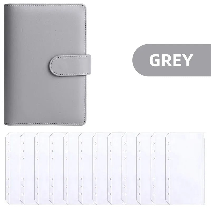 PU Leather Budget Binder | A6 Cash Envelope Wallet with Zipper Pockets | Money Saving Planner