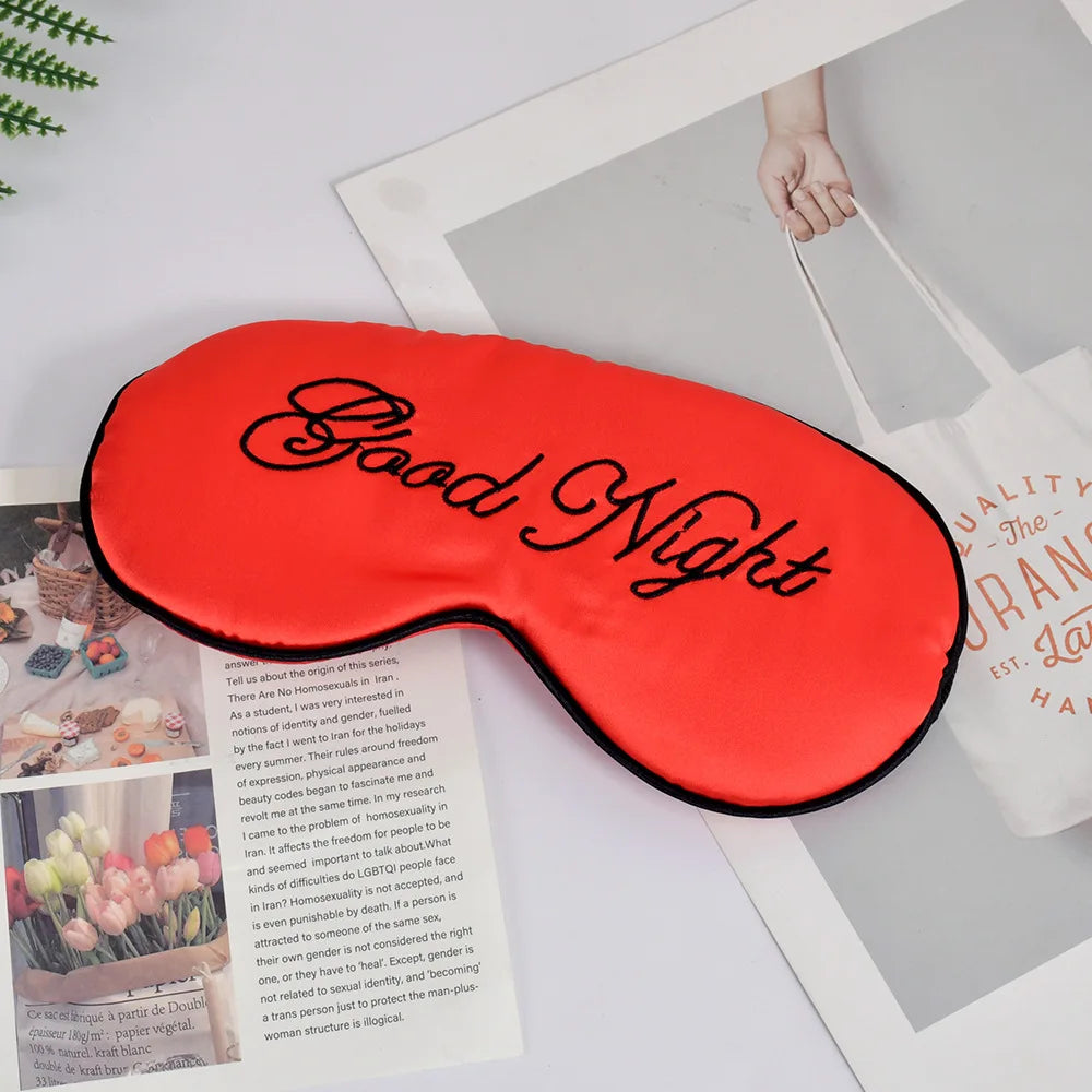 Embroidered Silk Sleep Mask – Soft Blackout Eye Mask with Adjustable Strap for Sleep & Travel