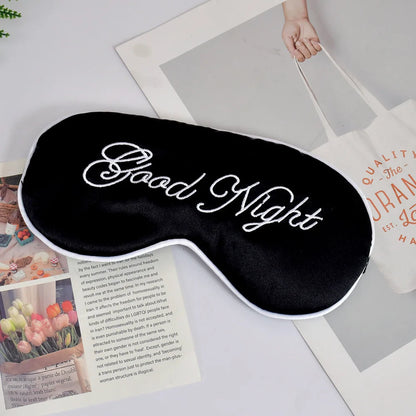 Embroidered Silk Sleep Mask – Soft Blackout Eye Mask with Adjustable Strap for Sleep & Travel