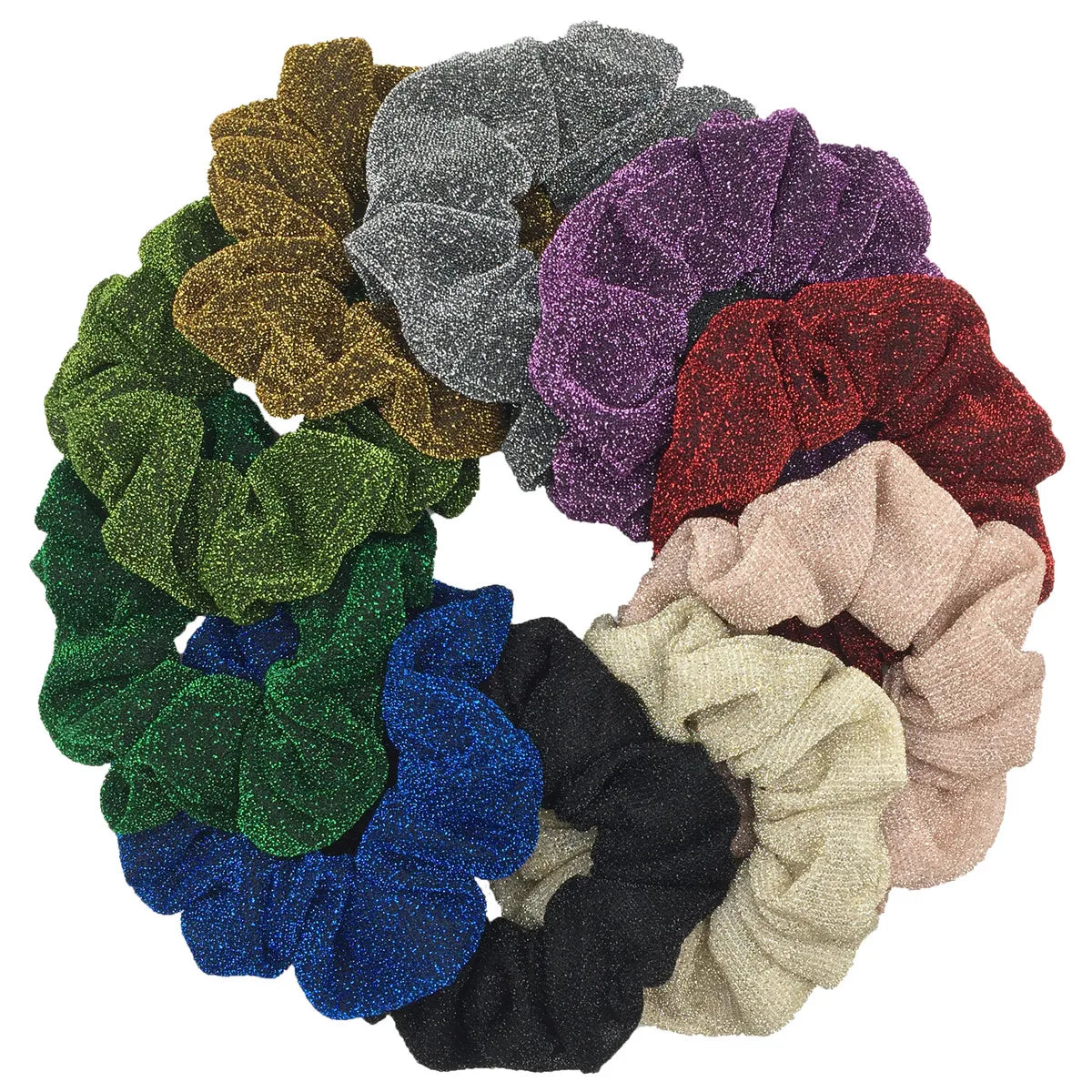 Sparkly Sequin Scrunchies for Women & Girls – 10-Pack Hair Ties