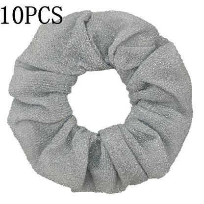 Sparkly Sequin Scrunchies for Women & Girls – 10-Pack Hair Ties