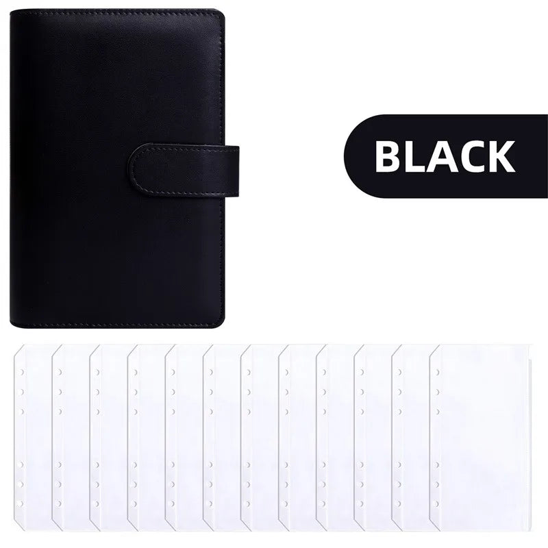 PU Leather Budget Binder | A6 Cash Envelope Wallet with Zipper Pockets | Money Saving Planner