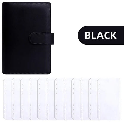 PU Leather Budget Binder | A6 Cash Envelope Wallet with Zipper Pockets | Money Saving Planner