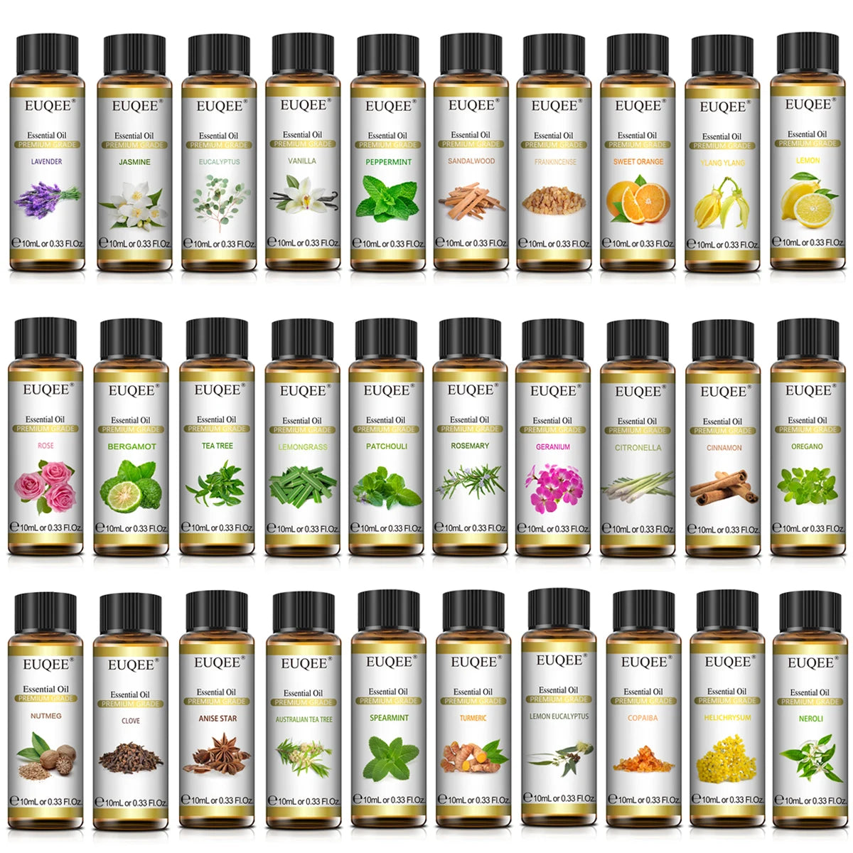 EUQEE Pure Natural Essential Oil | 10ml Single Scent | Aromatherapy Grade