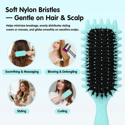 Curly Hair Styling Brush – Nylon Bristle Detangling & Volumizing Comb for All Hair Types