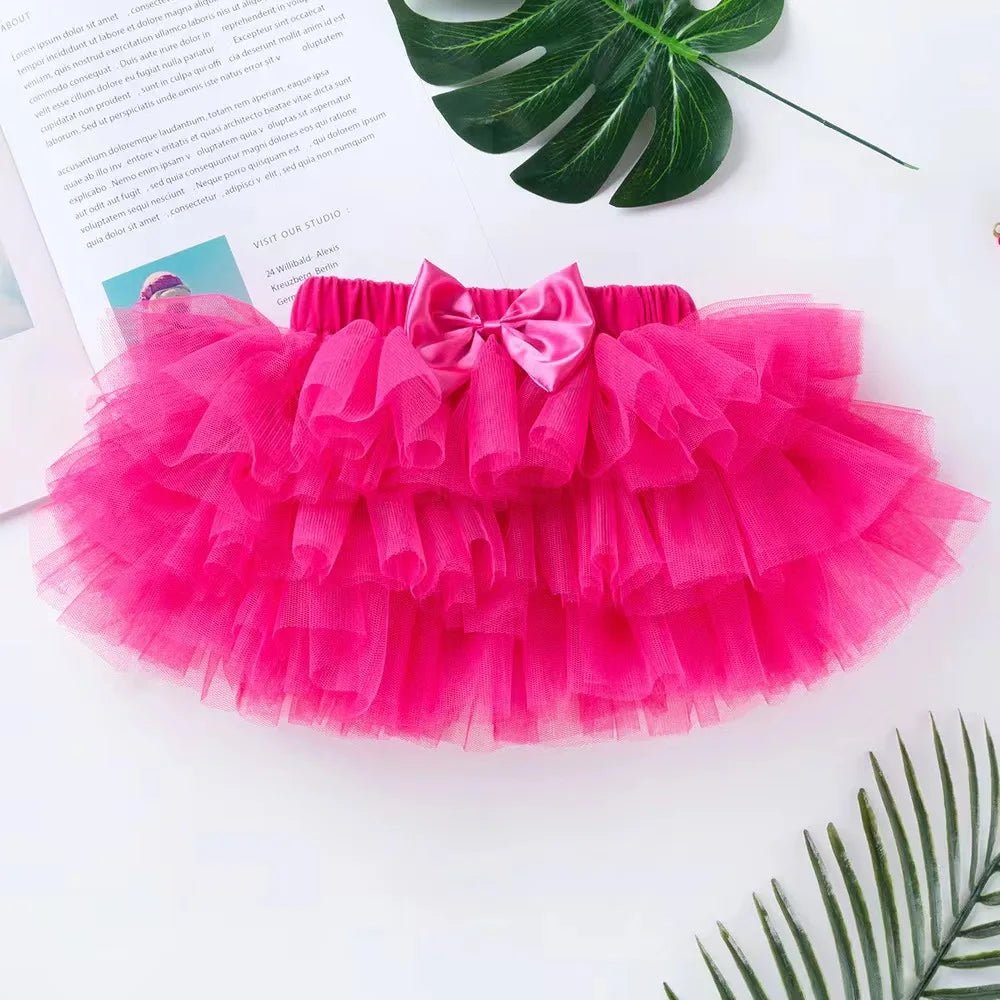 Baby Girl Tutu Birthday Set | Short Sleeve Romper & Pettiskirt 3-Piece Summer Outfit - Babytopia32
