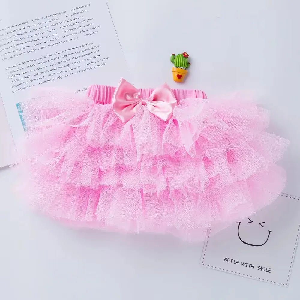 Baby Girl Tutu Birthday Set | Short Sleeve Romper & Pettiskirt 3-Piece Summer Outfit - Babytopia32