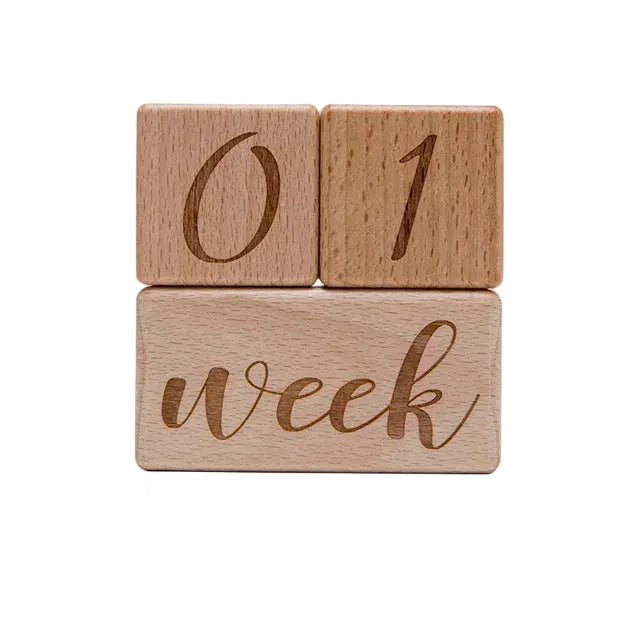 Baby Month Milestone Cards – Engraved Beech Wood Blocks for Newborn Photography & Baby Shower Gift (3PC or 6PC Set) - Babytopia32