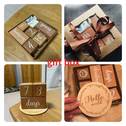 Baby Month Milestone Cards – Engraved Beech Wood Blocks for Newborn Photography & Baby Shower Gift (3PC or 6PC Set) - Babytopia32