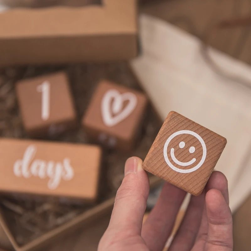 Baby Month Milestone Cards – Engraved Beech Wood Blocks for Newborn Photography & Baby Shower Gift (3PC or 6PC Set) - Babytopia32