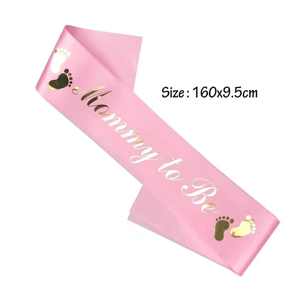 Baby Shower Mom-to-Be Sash & Tinplate Badge Combo Kit – Gender Reveal Party Set - Babytopia32