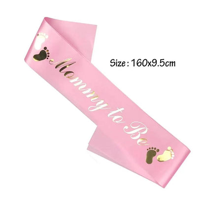 Baby Shower Mom-to-Be Sash & Tinplate Badge Combo Kit – Gender Reveal Party Set - Babytopia32