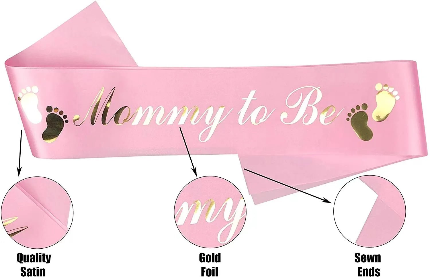 Baby Shower Mom-to-Be Sash & Tinplate Badge Combo Kit – Gender Reveal Party Set - Babytopia32