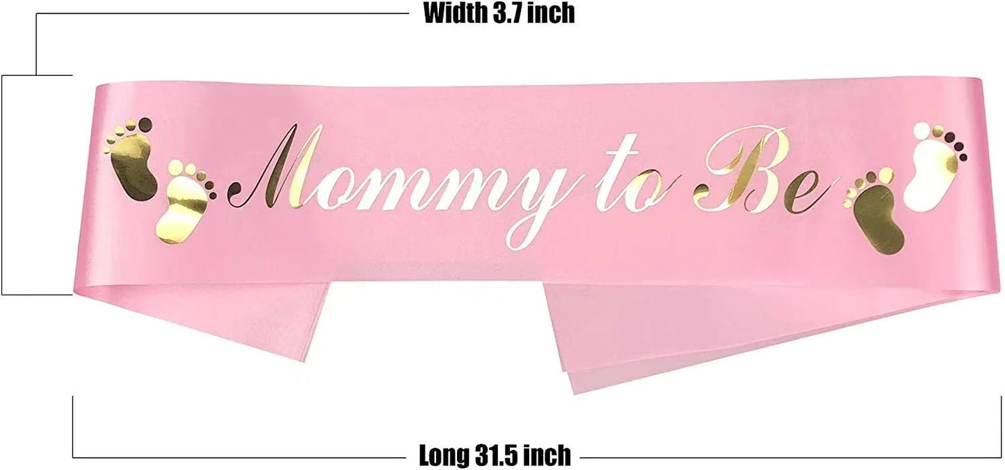 Baby Shower Mom-to-Be Sash & Tinplate Badge Combo Kit – Gender Reveal Party Set - Babytopia32