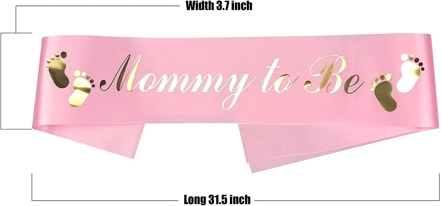 Baby Shower Mom-to-Be Sash & Tinplate Badge Combo Kit – Gender Reveal Party Set - Babytopia32