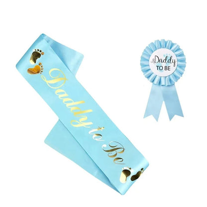 Baby Shower Mom-to-Be Sash & Tinplate Badge Combo Kit – Gender Reveal Party Set - Babytopia32