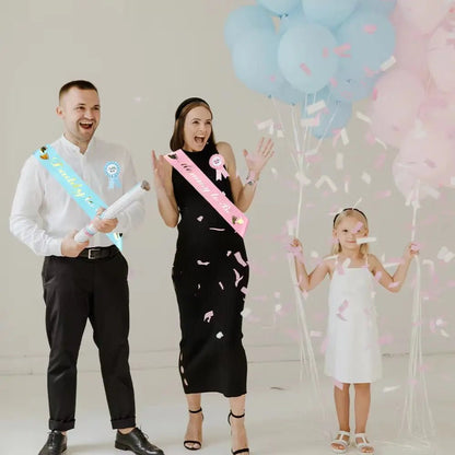 Baby Shower Mom-to-Be Sash & Tinplate Badge Combo Kit – Gender Reveal Party Set - Babytopia32