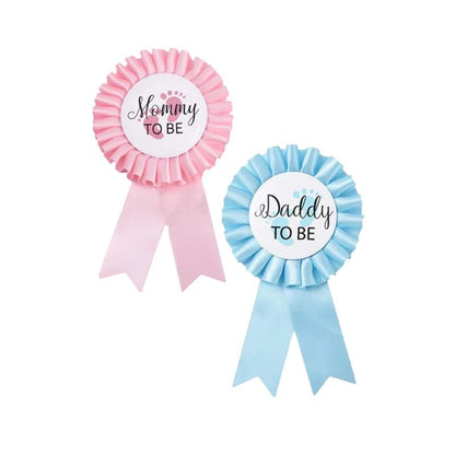 Baby Shower Mom-to-Be Sash & Tinplate Badge Combo Kit – Gender Reveal Party Set - Babytopia32