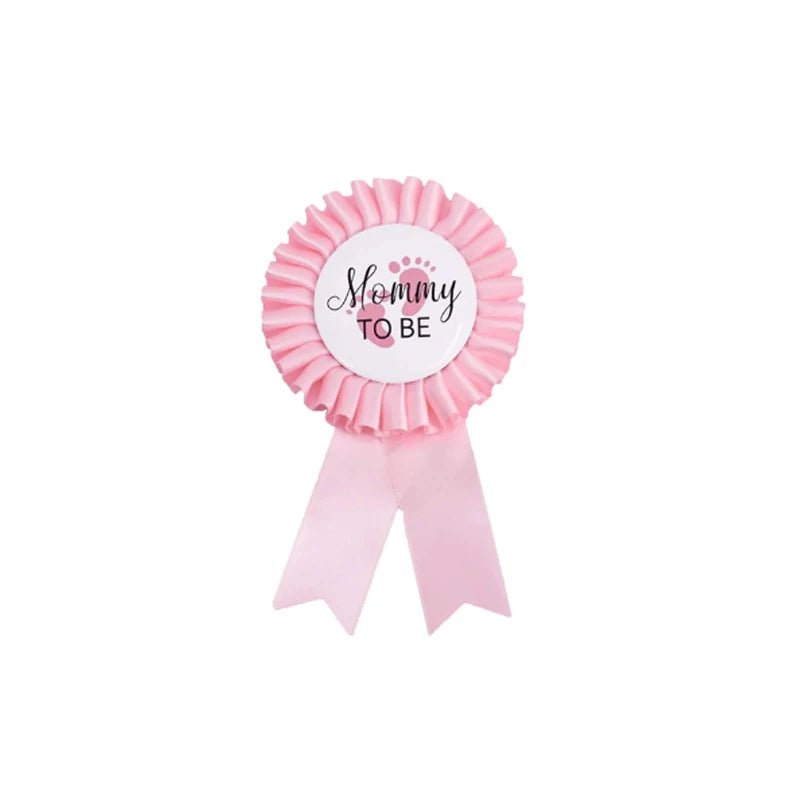 Baby Shower Mom-to-Be Sash & Tinplate Badge Combo Kit – Gender Reveal Party Set - Babytopia32