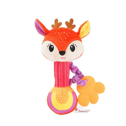 Baby Soft Stuffed Animal Rattle — Musical Crinkle Squeaky Sensory Toy | Hand Grip Shaker for Babies 0–24 Months - Babytopia32