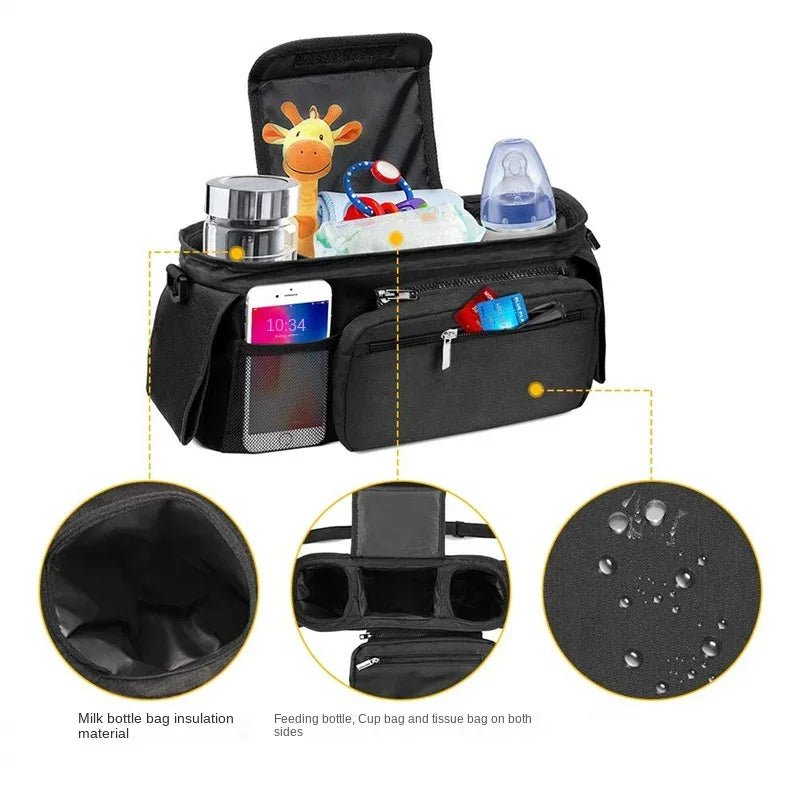 Baby Stroller Hanging Storage Bag — Large Capacity Diaper & Mummy Bag with Phone & Bottle Holder | Pram Organizer - Babytopia32