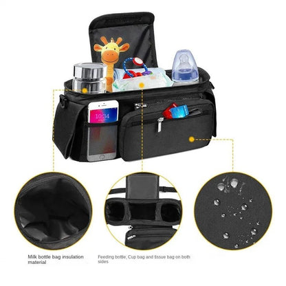 Baby Stroller Hanging Storage Bag — Large Capacity Diaper & Mummy Bag with Phone & Bottle Holder | Pram Organizer - Babytopia32