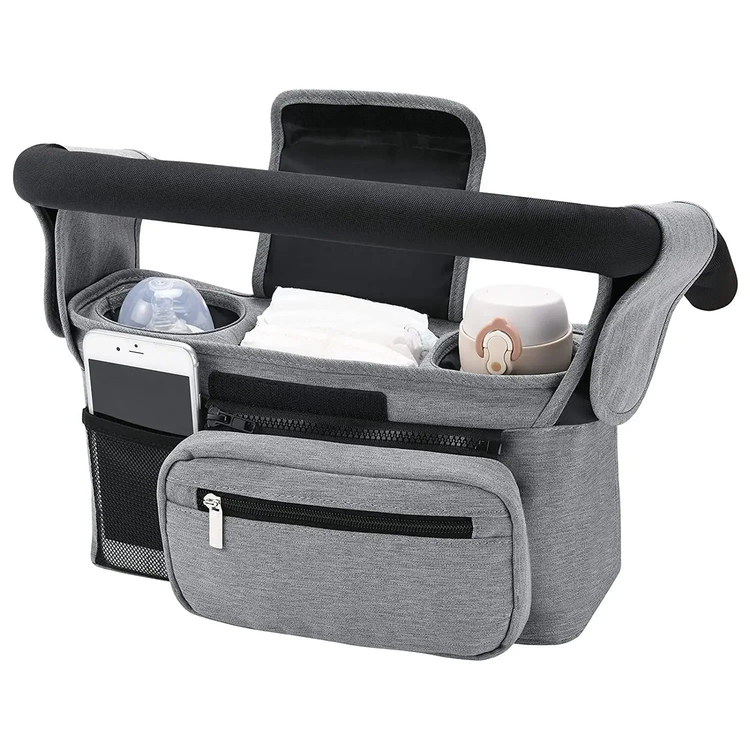 Baby Stroller Hanging Storage Bag — Large Capacity Diaper & Mummy Bag with Phone & Bottle Holder | Pram Organizer - Babytopia32