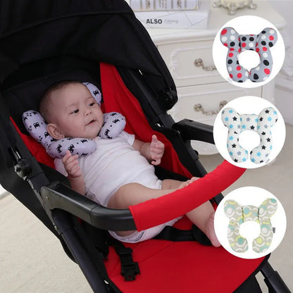 Baby Travel Pillow — Soft Cotton Head & Neck Support Pillow for Stroller, Car Seat & Travel | 10 Fun Patterns - Babytopia32