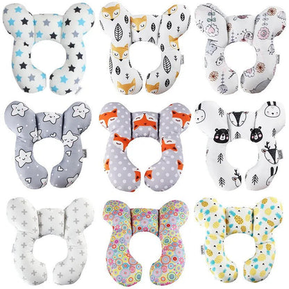 Baby Travel Pillow — Soft Cotton Head & Neck Support Pillow for Stroller, Car Seat & Travel | 10 Fun Patterns - Babytopia32
