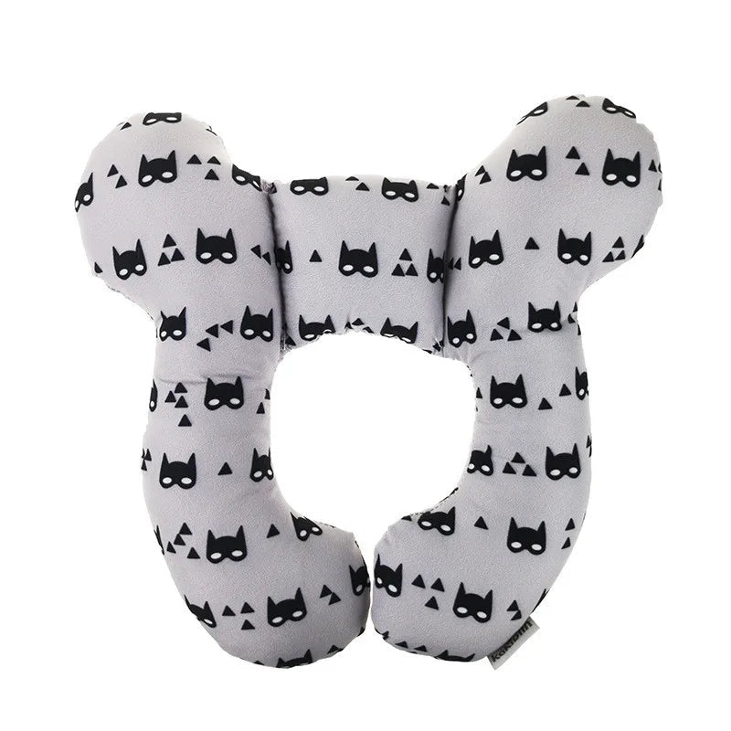 Baby Travel Pillow — Soft Cotton Head & Neck Support Pillow for Stroller, Car Seat & Travel | 10 Fun Patterns - Babytopia32