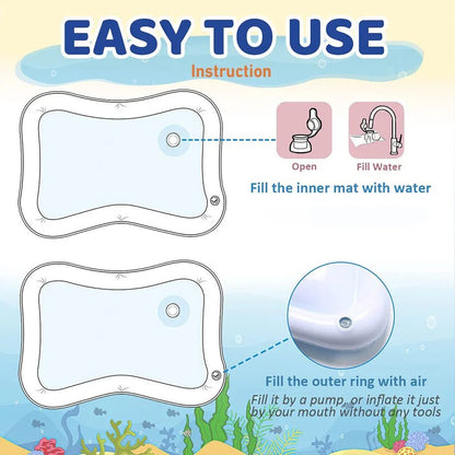Baby Water Play Mat — Inflatable PVC Tummy Time Cushion & Sensory Activity Toy for Infants & Toddlers - Babytopia32