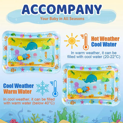 Baby Water Play Mat — Inflatable PVC Tummy Time Cushion & Sensory Activity Toy for Infants & Toddlers - Babytopia32