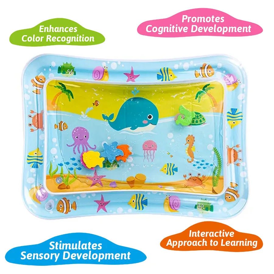 Baby Water Play Mat — Inflatable PVC Tummy Time Cushion & Sensory Activity Toy for Infants & Toddlers - Babytopia32