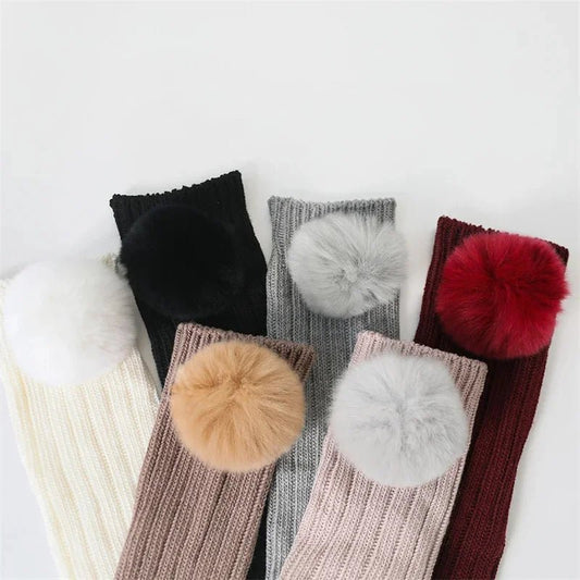 Girls Fur Ball Stockings - Babytopia32