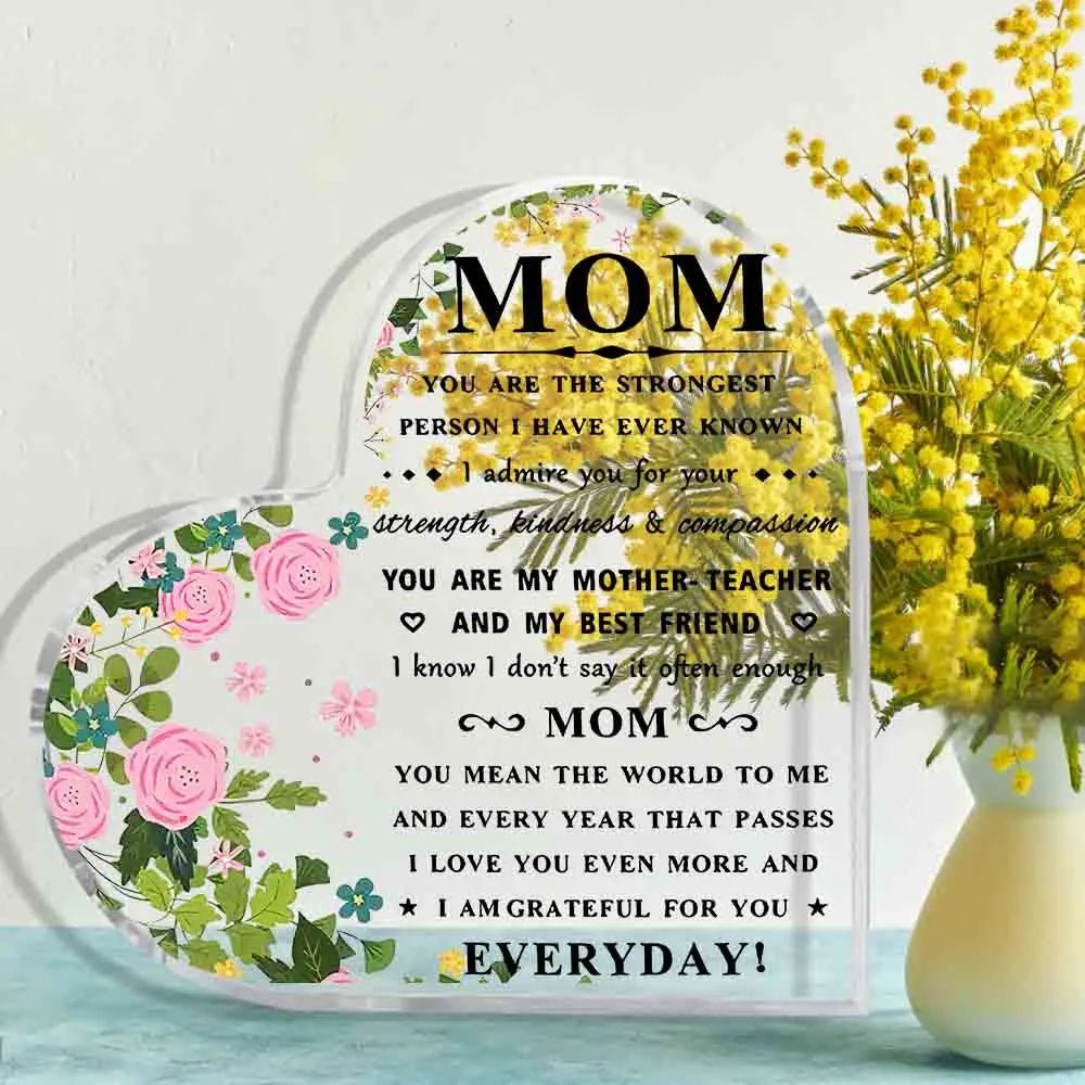 I Love You Mom Acrylic Keepsake Gift – Heartfelt Birthday & Mother’s Day Gift from Son or Daughter - Babytopia32