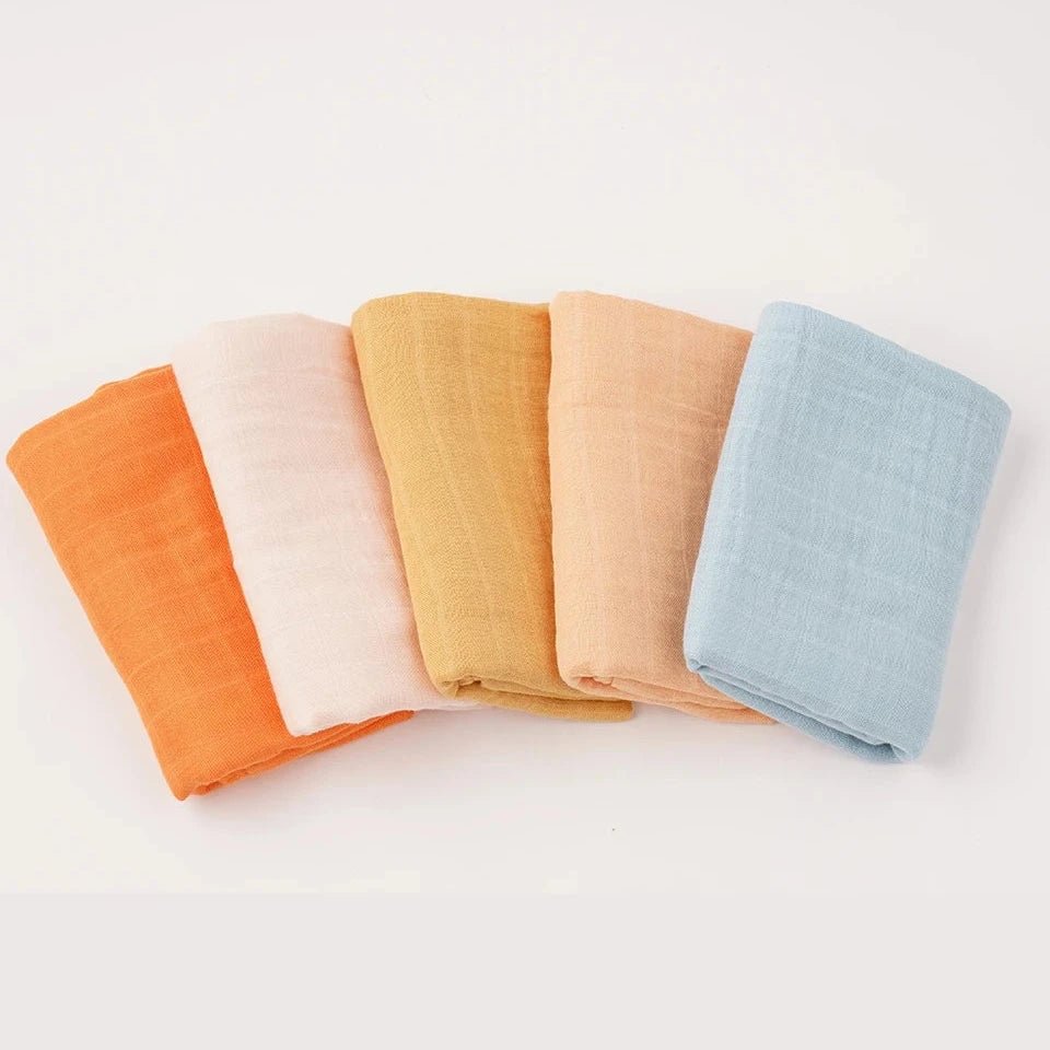Kangobaby Soft Life 5-Piece Bamboo Cotton Muslin Blanket & Baby Burp Cloth Set - Babytopia32