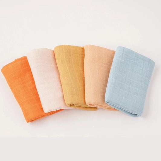 Kangobaby Soft Life 5-Piece Bamboo Cotton Muslin Blanket & Baby Burp Cloth Set - Babytopia32