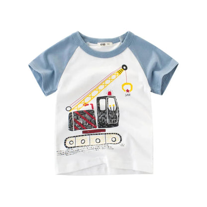 Kids Cotton Short Sleeve T-Shirt | Korean Style Cartoon Tee for Boys (2T–9Y) - Babytopia32