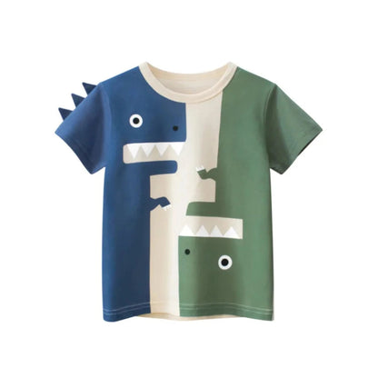 Kids Cotton Short Sleeve T-Shirt | Korean Style Cartoon Tee for Boys (2T–9Y) - Babytopia32